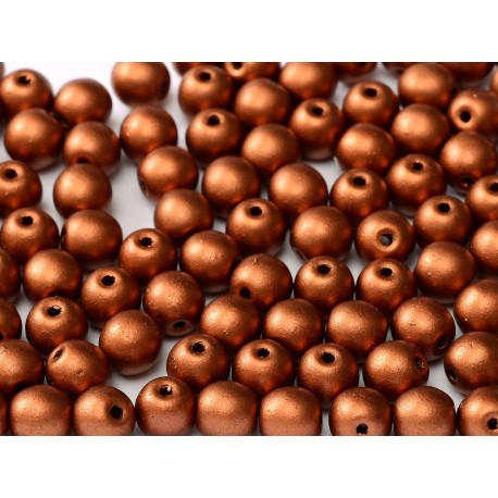 Perle Tonde in Vetro di Boemia 6 mm Metallic Copper - 25 Pz