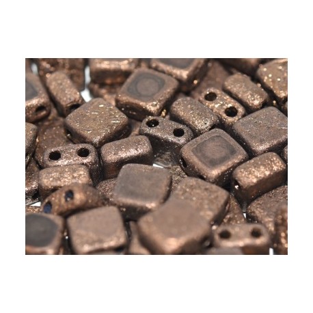 Perline Tile 6 mm Crystal Etched Bronze - 40 Pz