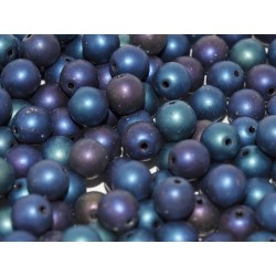 Perle Tonde in Vetro di Boemia 4 mm Matted Iris Blue - 50 Pz