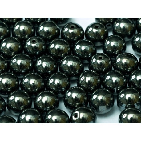 Perle Tonde in Vetro di Boemia 6 mm Jet Hematite - 25 Pz
