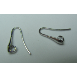 925 Sterling Silver Drop Ear Hook 17 mm Rhodium Plating - 2 pcs