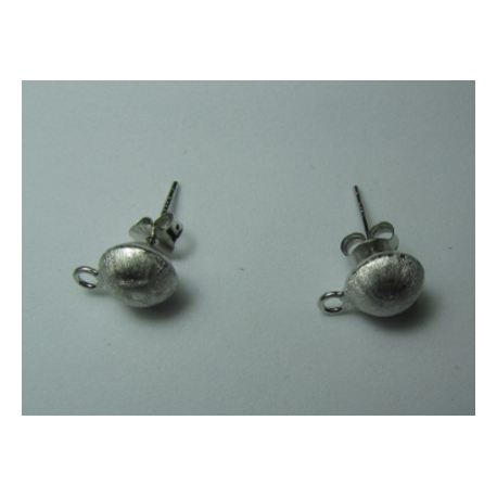 925 Sterling Silver Ear Stud Mat Orb 7,5 mm with Earring Back - 2 pcs