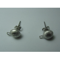Perno in Argento 925 Pallina Opaca 7,5 mm con Farfalline - 2 pz