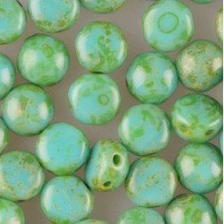 Candy Beads 12 mm Turquoise Green Travertine - 5 pcs
