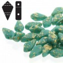 Kite Beads 9 x 5 mm Gold Splash Opaque Turquoise Green - 5 g