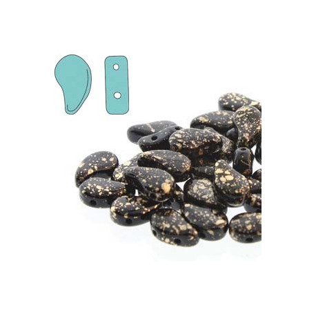Paisley Duo 8x5 mm Jet Gold Splash - 10 g