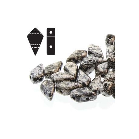 Kite Beads 9 x 5 mm Silver Splash Jet Opaque - 5 g