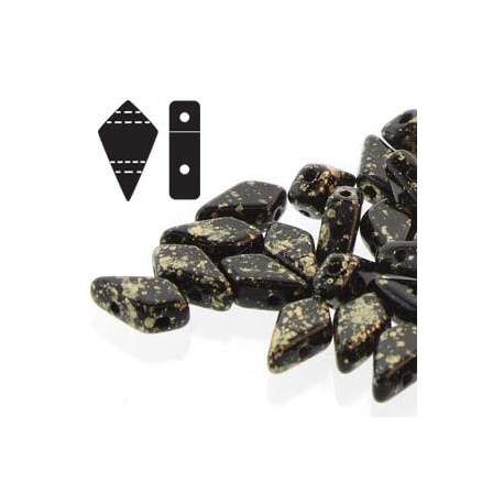 Kite Beads 9 x 5 mm Silver Splash Jet Opaque - 5 g