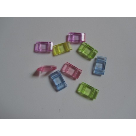 Carrier Beads in Acrilico 17x9x5 mm, Doppio Foro, Colori Trasp. Misti Casuali - 10 pz