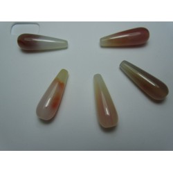 Agate Drop Dyed Motley Salmon/Ivory 30x10 mm - 2 pcs