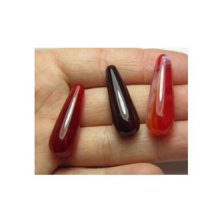 Goccia Agata Liscia Colorata Rosso/Rosso Scuro Variegato 30x10 mm - 2 pz