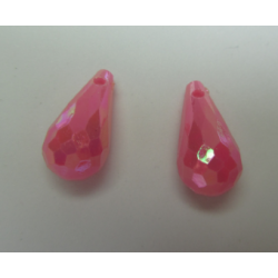 Acrylic Faceted Drops 17x9 mm Pink AB - 2 pcs