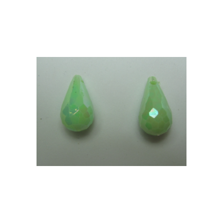 Acrylic Faceted Drops 17x9 mm Light Green AB - 2 pcs