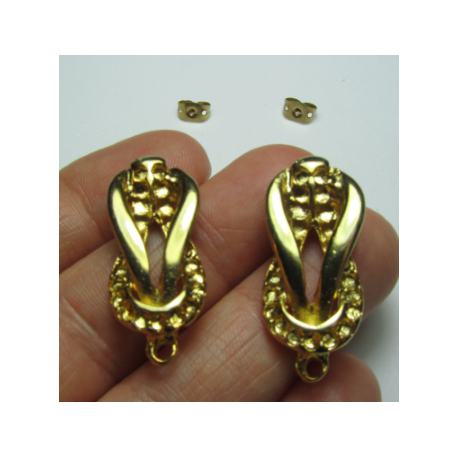 Perno in Zama Intreccio 29x13 mm Color Oro/Bronzo Lucido - 2 pz