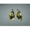 Zamak Oval With Circles Ear Stud 31 x 18 mm Shiny Gold/Bronze Color - 2 pcs