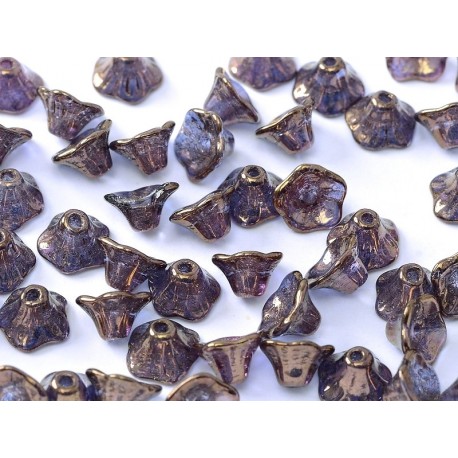 Perline Flower Cup 7x5 mm Crystal Lila Vega Luster - 25 pz