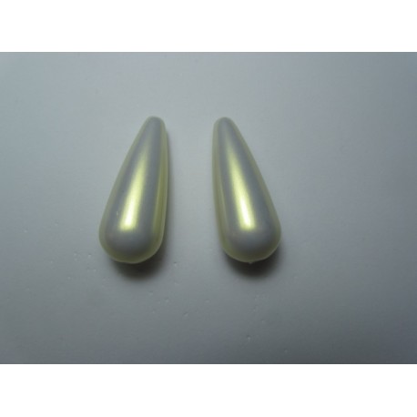Resin Drop 33x13 mm Iridescent White/Light Gold - 2 pcs