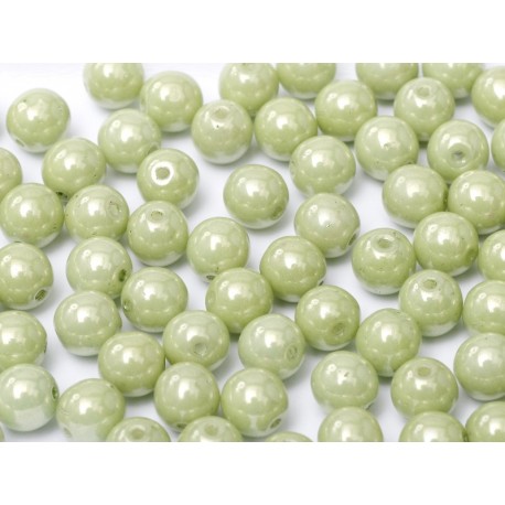 Perle Tonde in Vetro di Boemia 4 mm Opaque Mint Luster - 50 Pz
