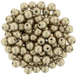 Perle Tonde in Vetro di Boemia 4 mm Powdery Antique Gold - 50 Pz