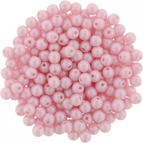 Perle Tonde in Vetro di Boemia 3 mm Powdery Pastel Pink - 50 Pz