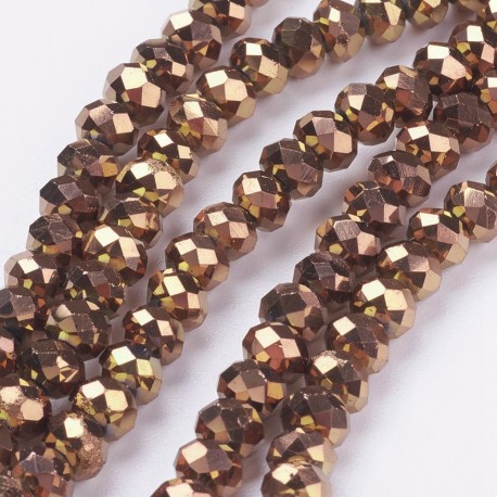 Rondelle Sfaccettate in Vetro 4x3 mm Rame Metallico - 1 Filo da circa 148 pz