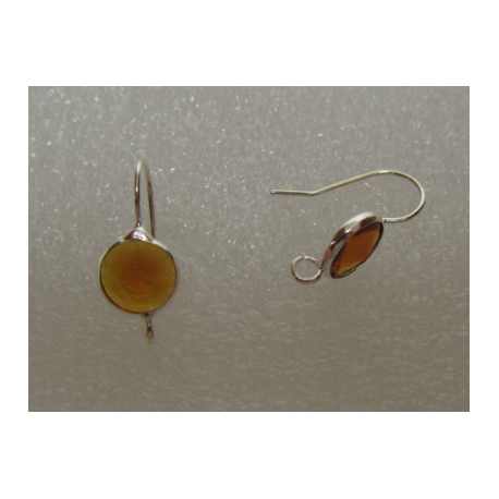 Monachella in Ottone 21x8,5x4,5 mm Base Argentata, Rivoli Vetro Amber 2 pz