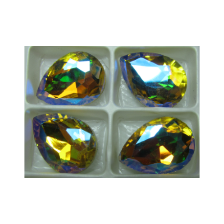 Cabochon Goccia Vetro 13x18 mm Light Topaz AB - 1 pz