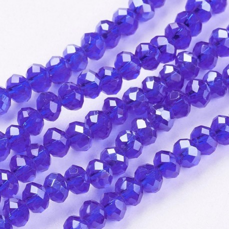 Rondelle Sfaccettate in Vetro 4x3 mm Prussian Blue - 1 Filo da circa 45 cm