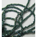 Rondelle Sfaccettate in Vetro 3 x 2 mm Dark Sea Green AB - 1 Filo da circa 41 cm