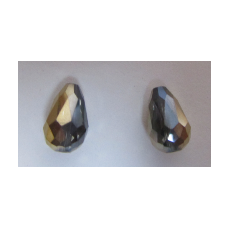 Gocce Sfaccettate 15x10 mm Color Oro Metallico/Chrome - 2 pz