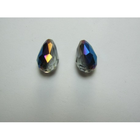 Gocce Sfaccettate 15x10 mm Color Blu Metallico/Chrome - 2 pz