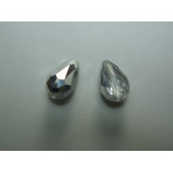 Gocce Sfaccettate 15x10 mm Color Argento Metallico /Crystal - 2 pz