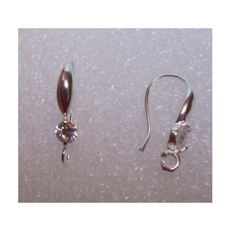 Monachella in Ottone con Strass 20x9 mm Color Nichel - 2 pz
