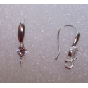 Monachella in Ottone con Strass 20x9 mm Color Argento - 2 pz