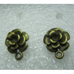 Perno Orecchino Fiore 15x14 mm Color Bronzo Anticato - 2 pz