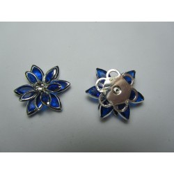 Cabochon/Componente Fiore in metallo e Strass 23x24 mm Blu - 1 pz