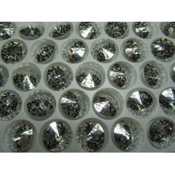 High Quality Glass Pointed Back Rhinestone Rivoli 14 mm Crystal Silver Patina - 1 pc