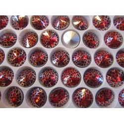 High Quality Glass Pointed Back Rhinestone Rivoli 14 mm Siam /Silver Netted Patina - 1 pc