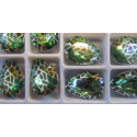 Cabochon Goccia Vetro Alta Qualità 13x18 mm Peridot/Patina Retinata Argentata - 1 pz