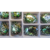 Cabochon Goccia Vetro Alta Qualità 13x18 mm Peridot/Patina Retinata Argentata - 1 pz