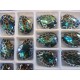 Cabochon Goccia Vetro Alta Qualità 13x18 mm Emerald/Patina Retinata Argentata - 1 pz