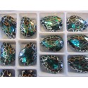 Cabochon Goccia Vetro Alta Qualità 13x18 mm Emerald/Patina Retinata Argentata - 1 pz