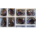Cabochon Goccia Vetro Alta Qualità 13x18 mm Amethyst/Patina Retinata Argentata - 1 pz