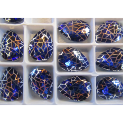 Cabochon Goccia Vetro Alta Qualità 13x18 mm Cobalt/Patina Retinata Argentata - 1 pz