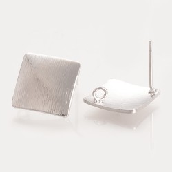 Perno Ottone Rombo Rigato 17,5x17,5 mm Color Platino - 2 pz