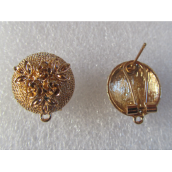 Perno a Chiusura Tondo Lavorato 21x19x6 mm Dorato - 2 pz