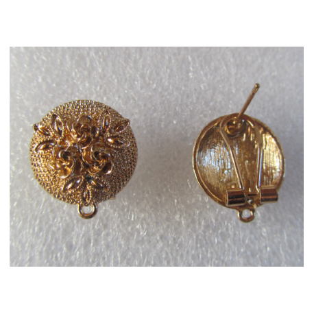 Perno a Chiusura Tondo Lavorato 21x19x6 mm Dorato - 2 pz