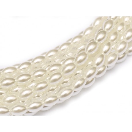 Rice Pearl in vetro di Boemia 6x4 mm Bright White - 25 Pz