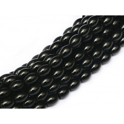 Czech Glass Rice Pearls 6x4 mm Black- 25 pcs