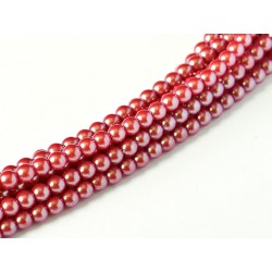 Glass Pearls 3 mm Pearl Shell Cranberry - 50 pcs